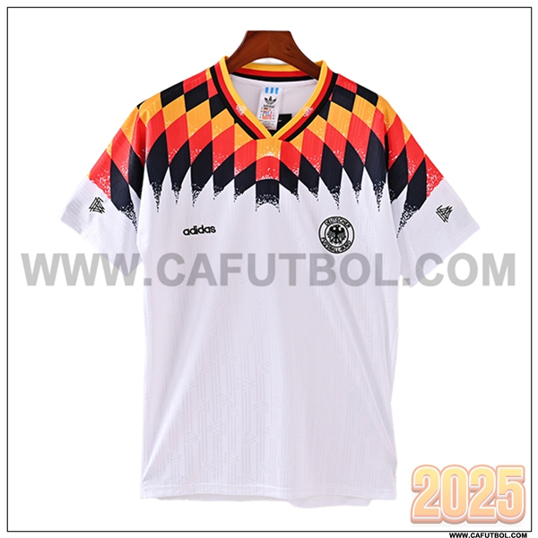 Primera Camiseta de Alemania Blanco/Negro/Rojo Retro 1994