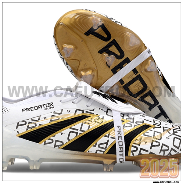 Adidas Botas De Fútbol 25 Predator Elite Tongue FG Blanco/Negro/Amarillo