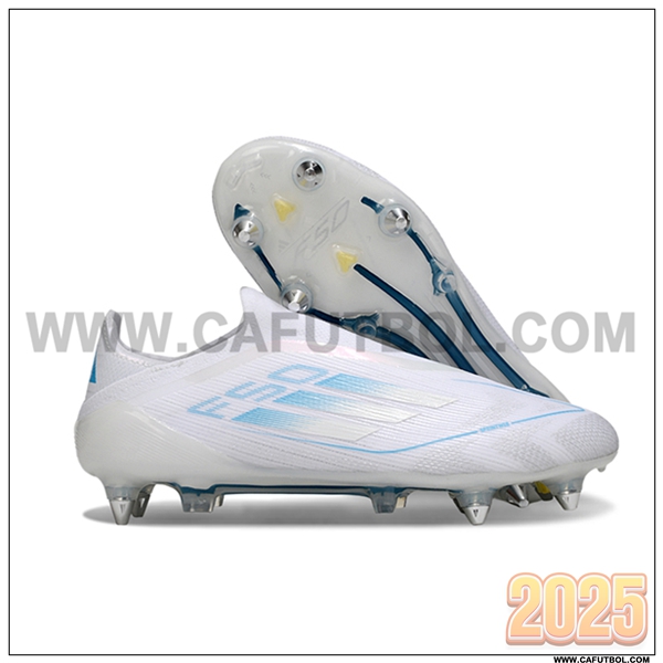 Adidas Botas De Fútbol F50 Elite Laceless SG Blanco/Azul