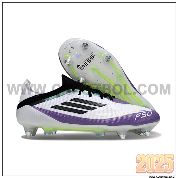Adidas Botas De Fútbol F50 Elite SG Blanco/Negro/Violeta/Verde