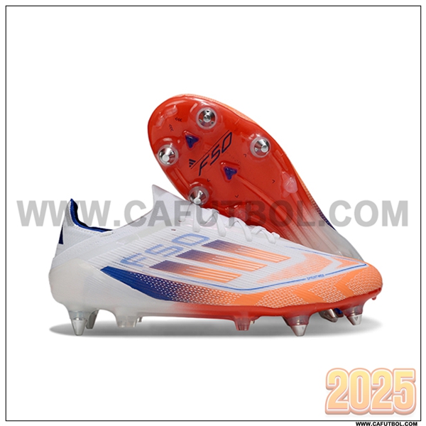 Adidas Botas De Fútbol F50 Elite SG Blanco/Azul/Naranja
