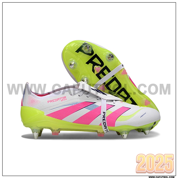 Adidas Botas De Fútbol 25 Predator Elite Tongue SG Blanco/Rosa/Verde -02