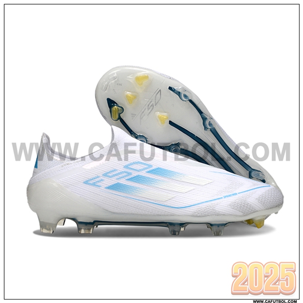 Adidas Botas De Fútbol F50 Elite Laceless FG Blanco/Azul