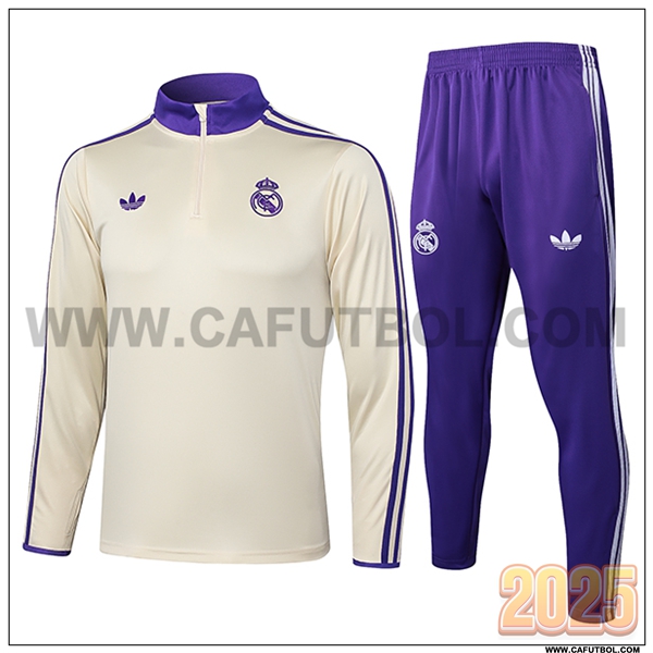 Chandal de Futbol Real Madrid Beige/Violeta 2025 2026