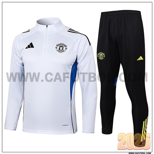 Chandal de Futbol Manchester United Blanco/Azul 2025 2026