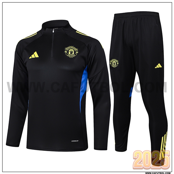 Chandal de Futbol Manchester United Negro/Azul/Amarillo 2025 2026