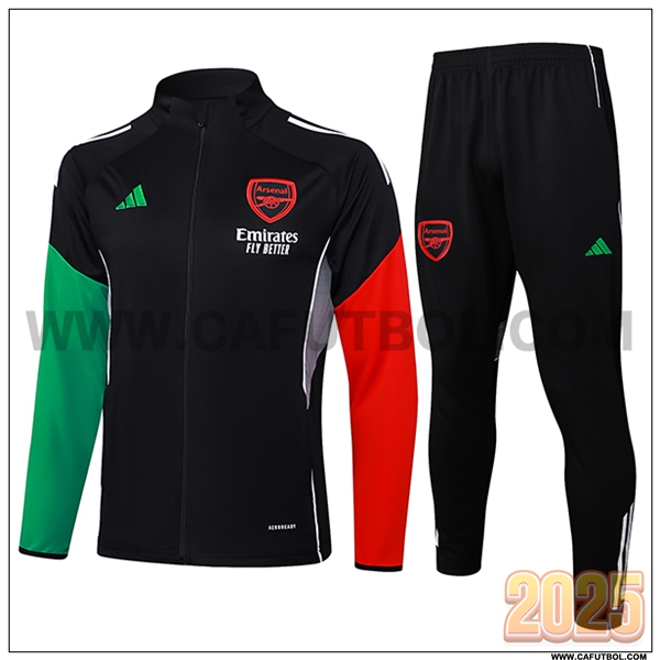 Chandal Chaquetas Futbol Arsenal Negro/Verde/Rojo 2025 2026