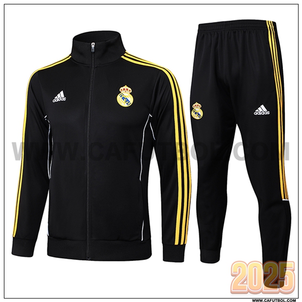 Chandal Chaquetas Futbol Real Madrid Negro/Amarillo 2025 2026