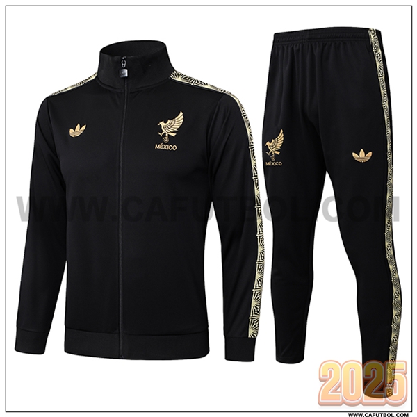 Chandal Chaquetas Futbol México Negro/Amarillo 2025 2026 -02