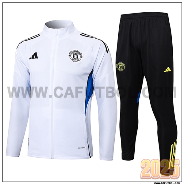 Chandal Chaquetas Futbol Manchester United Blanco/Azul 2025 2026
