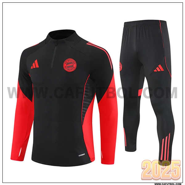 Chandal de Futbol Bayern Munich Negro/Rojo 2025 2026