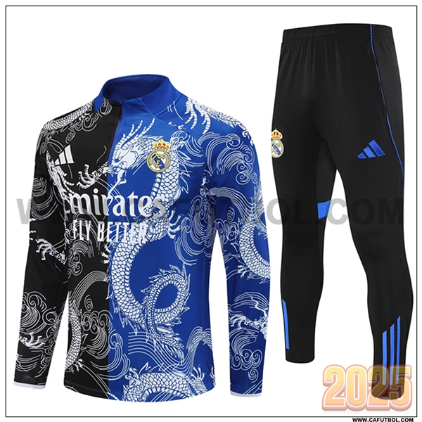 Chandal de Futbol Real Madrid Negro/Azul/Blanco 2025 2026