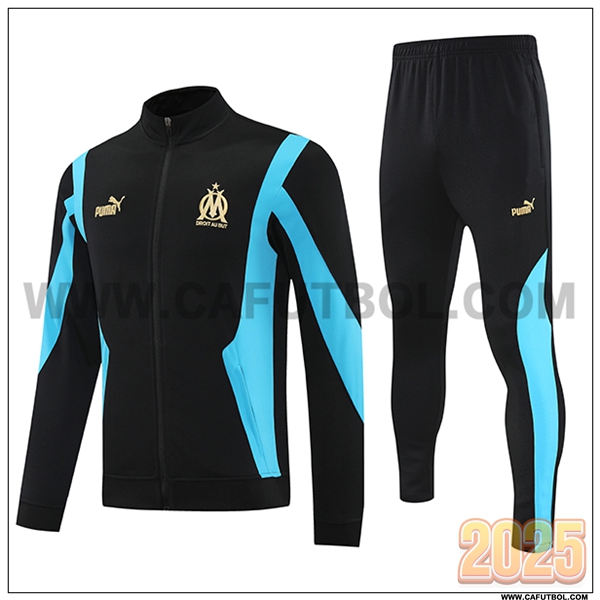 Chandal Chaquetas Futbol Marsella Negro/Azul 2025 2026