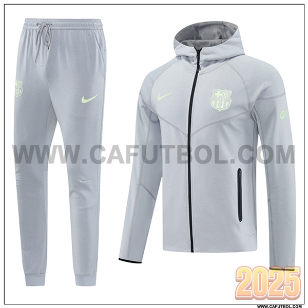 Chaqueta Con Capucha Chandal Rompevientos FC Barcelona Gris 2025 2026