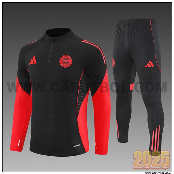 Chandal de Futbol Bayern Munich Ninos Negro/Rojo 2025 2026