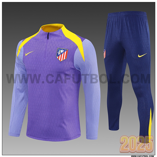 Chandal de Futbol Atletico Madrid Ninos Violeta/Amarillo 2025 2026