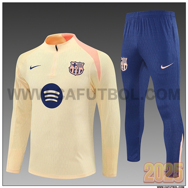 Chandal de Futbol FC Barcelona Ninos Beige/Rosa 2025 2026 -02