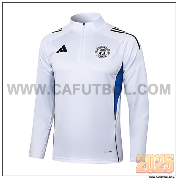 Sudadera Entrenamiento Manchester United Blanco/Azul 2025 2026