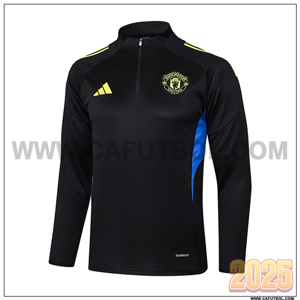 Sudadera Entrenamiento Manchester United Negro/Azul/Amarillo 2025 2026