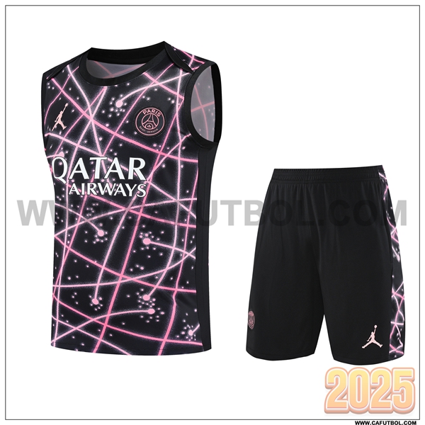 Camiseta Entrenamiento sin mangas PSG Ninos Negro/Rosa 2025 2026 -02
