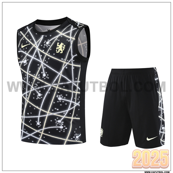 Camiseta Entrenamiento sin mangass FC Chelsea Ninos Negro/Blanco 2025 2026
