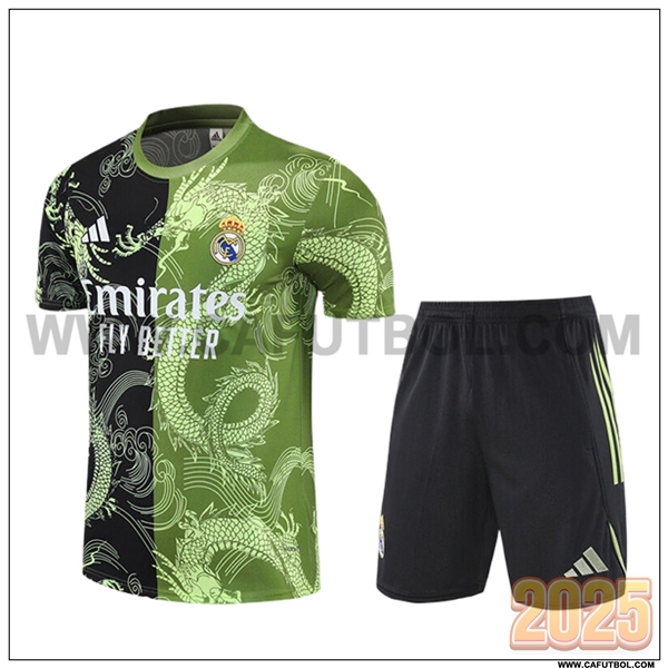 Camiseta Entrenamiento Real Madrid Ninos Negro/Verde/Blanco 2025 2026