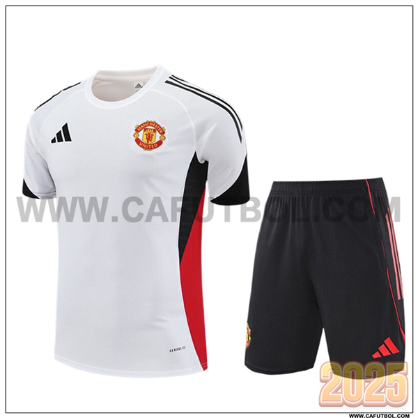 Camiseta Entrenamiento Manchester United Ninos Blanco/Negro/Rojo 2025 2026 -02