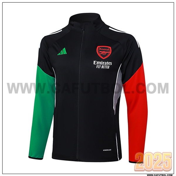 Chaquetas Futbol Arsenal Negro/Verde/Rojo 2025 2026