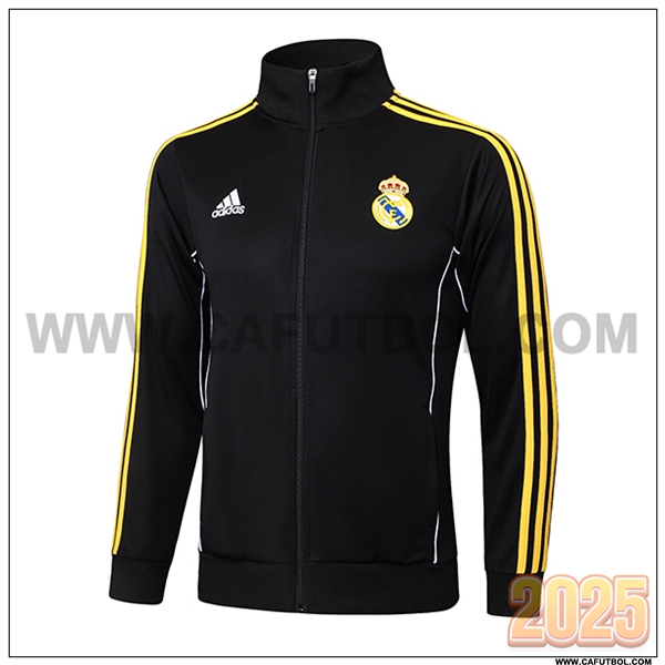 Chaquetas Futbol Real Madrid Negro/Amarillo 2025 2026