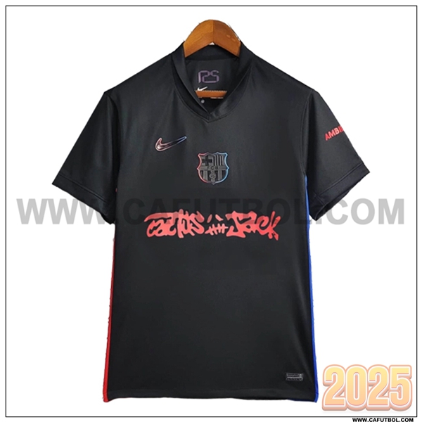 Nuevo Camiseta de FC Barcelone x Travis Scott Segunda Negro 2024/2025