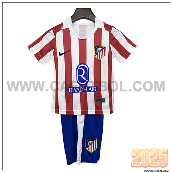 Primera Camiseta Futbol Atletico Madrid Ninos Blanco/Rojo 2025 2026