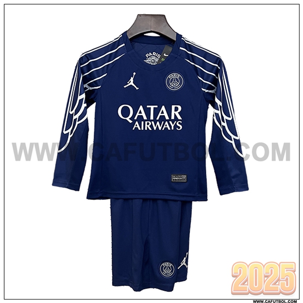 Nuevo Camiseta de PSG Cuatro Ninos Mangas largas Azul Real 2024/2025