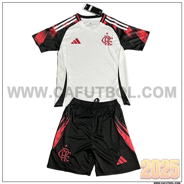 Nuevo Camiseta de Flamengo Segunda Ninos Blanco/Negro 2025 2026