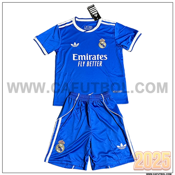 Tercero Camiseta Futbol Real Madrid Ninos Azul 2025 2026
