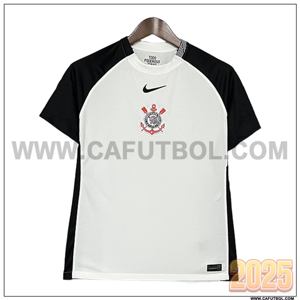 Nuevo Camiseta de Corinthians Primera Mujer Blanco/Negro 2025 2026