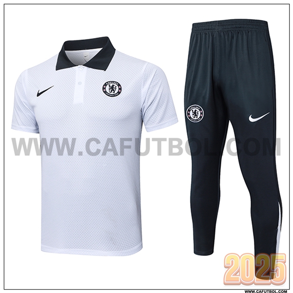 Camiseta Polo FC Chelsea Blanco/Negro 2025 2026