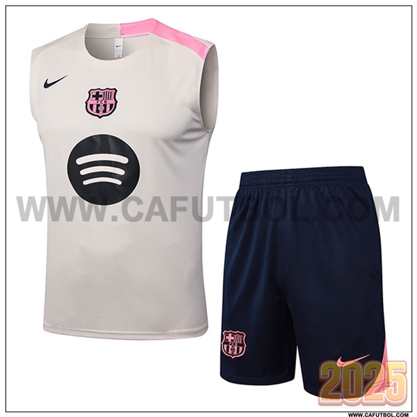 Camiseta Entrenamiento sin mangass FC Barcelona Beige/Rosa 2025 2026