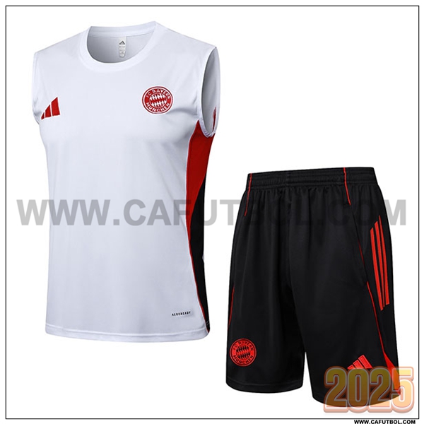 Camiseta Entrenamiento sin mangass Bayern Munich Blanco/Negro/Rojo 2025 2026
