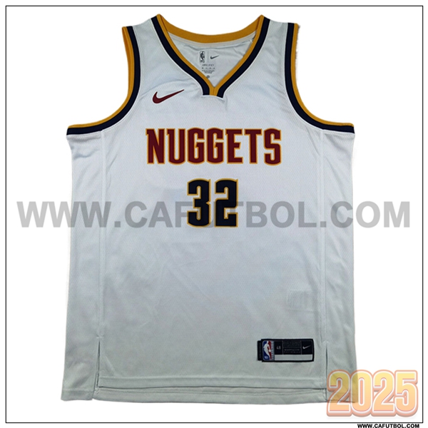 Camisetas NBA Denver Nuggets (GORDON #32) 2025/26 Blanco/Negro/Amarillo