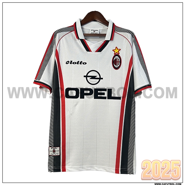 Segunda Camiseta de AC Milan Blanco/Negro Retro 1998/1999