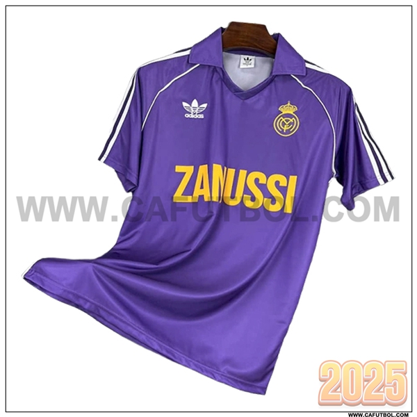 Tercero Camiseta de Real Madrid Purpura/Blanco Retro 1984/1985