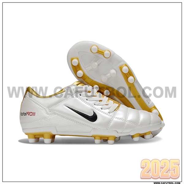 Nike Botas De Fútbol T90 FG Blanco/Amarillo/Negro