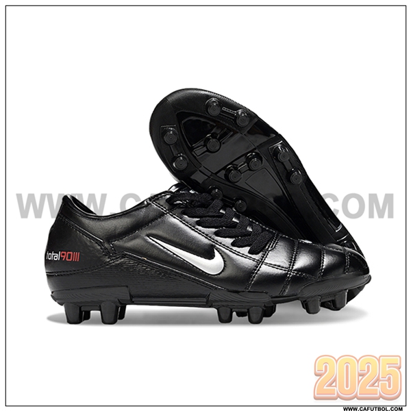 Nike Botas De Fútbol T90 FG Negro/Blanco