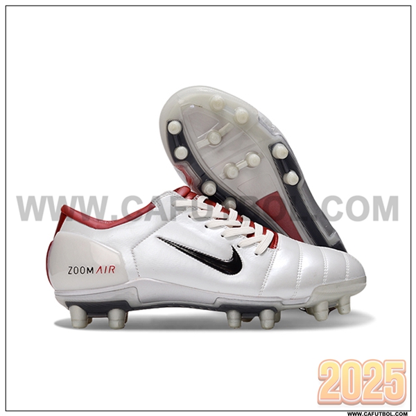 Nike Botas De Fútbol T90 FG Blanco/Rojo/Negro -02