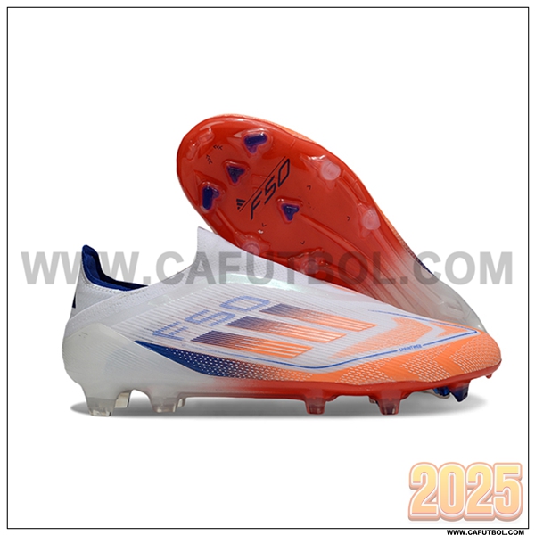 Adidas Botas De Fútbol F50 Elite Laceless FG Blanco/Naranja/Azul