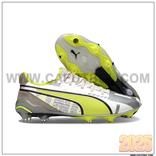 PUMA Botas De Fútbol KING FG/AG Blanco/Gris/Verde