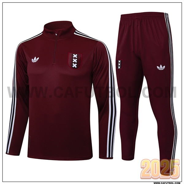 Chandal de Futbol Ajax Rojo/Blanco/Negro 2025 2026