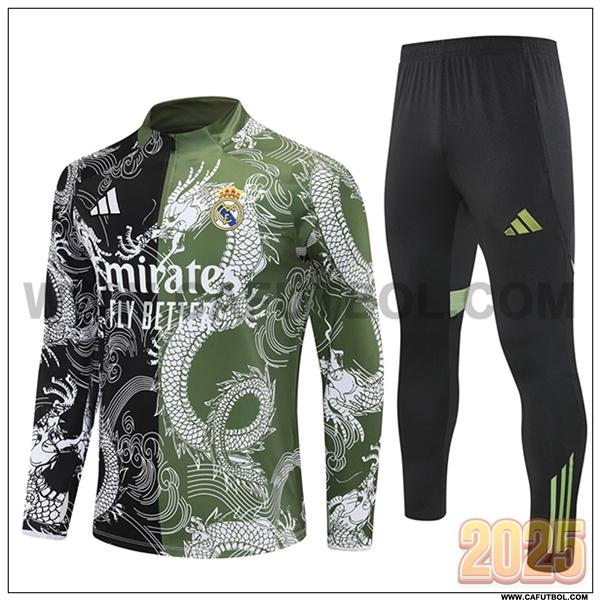 Chandal de Futbol Real Madrid Negro/Verde/Blanco 2025 2026