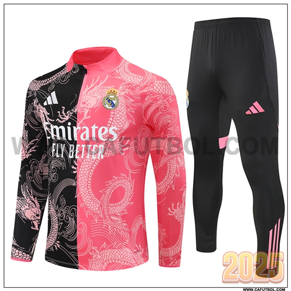 Chandal de Futbol Real Madrid Negro/Rosa/Blanco 2025 2026