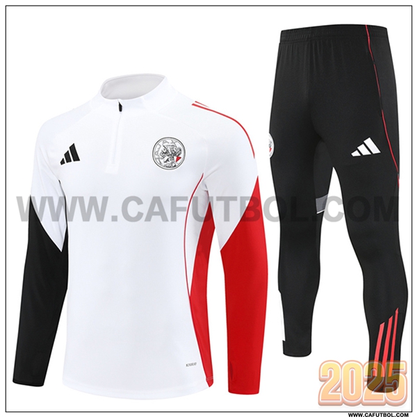 Chandal de Futbol Ajax Blanco/Negro/Rojo 2025 2026